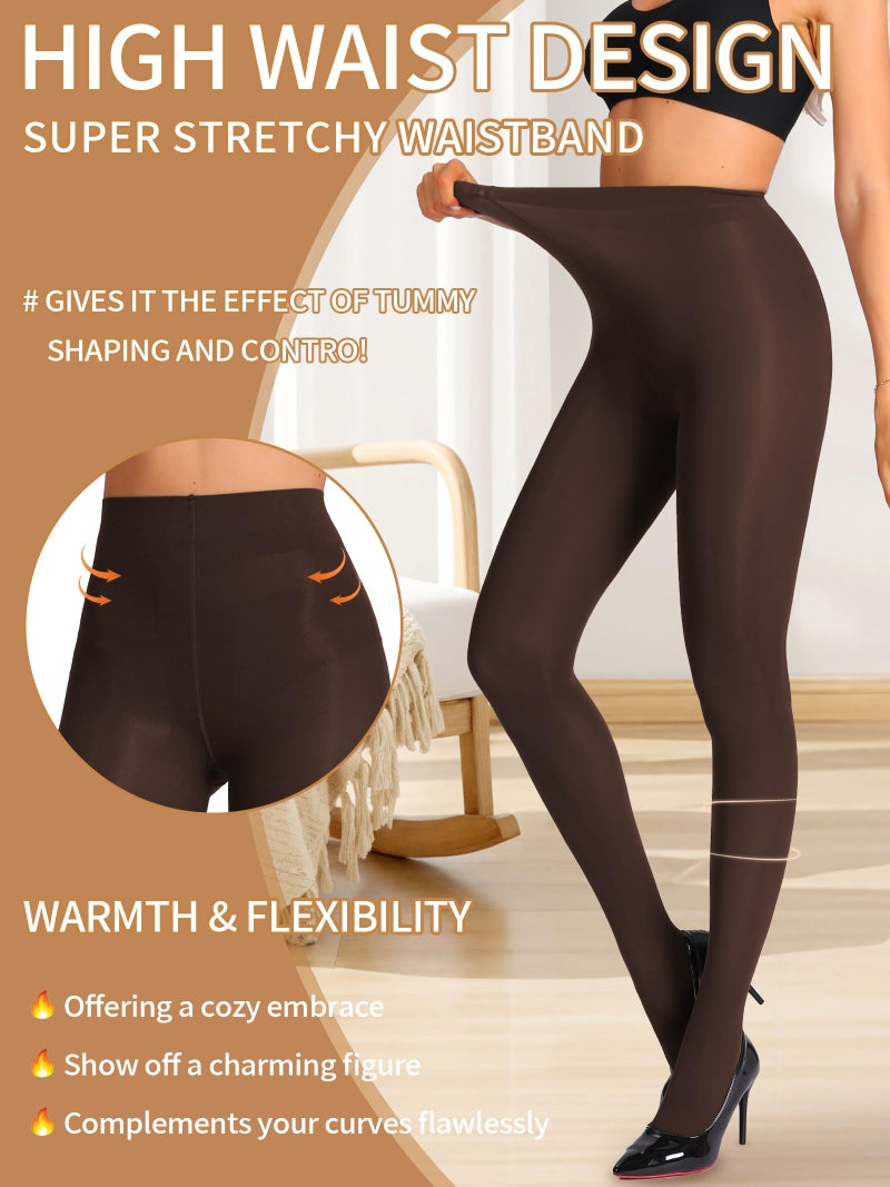HONENNA Women's Control Top High Elastic Soft Opaque Pantyhose Tights - Image 4
